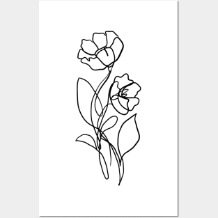 Flower Line Art Posters and Art